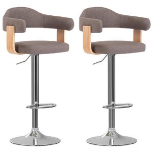 vidaXL Tabourets de bar lot de 2 taupe bois courb&eacute; et tissu