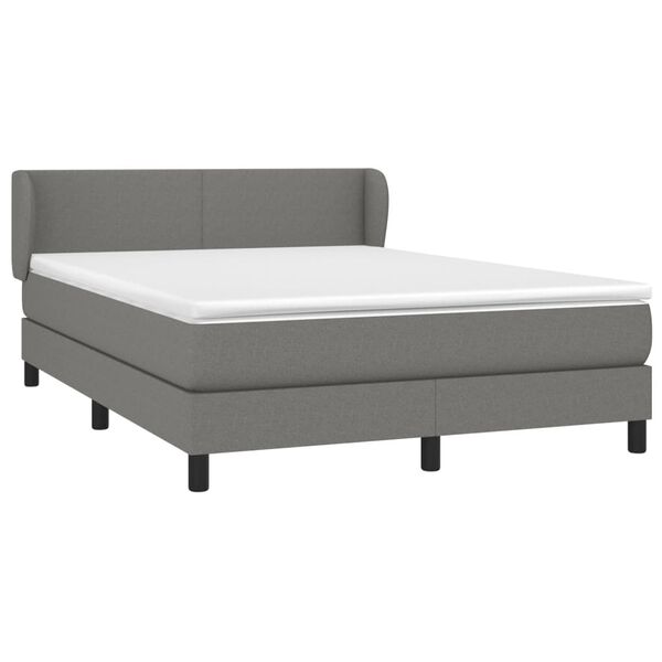 vidaXL Sommier &agrave; lattes de lit avec matelas Gris fonc&eacute; 140x200cm Tissu
