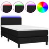 vidaXL Sommier &agrave; lattes de lit avec matelas LED Noir 100x200 cm Tissu