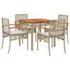 vidaXL Ensemble &agrave; manger de jardin avec coussins 5pcs Beige poly rotin