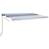 vidaXL Auvent automatique capteur de vent/LED 500x300 cm Bleu et blanc