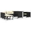 vidaXL Salon de jardin 8 pcs avec coussins R&eacute;sine tress&eacute;e Noir