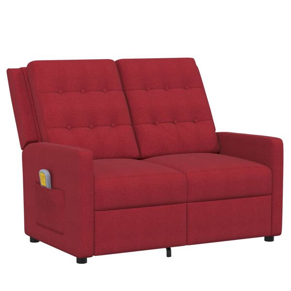vidaXL Fauteuil de massage inclinable à 2 places rouge bordeaux tissu