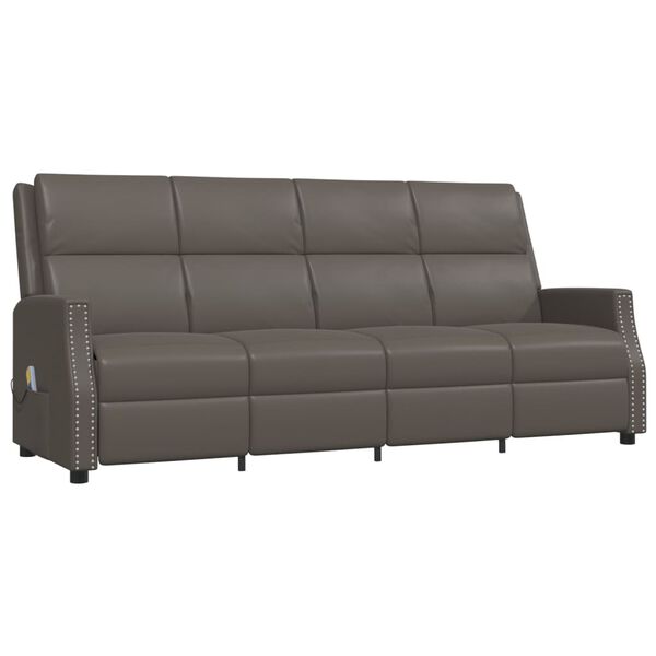vidaXL Fauteuil de massage inclinable 4 places gris similicuir