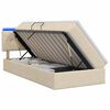 vidaXL Lit de rangement LED avec matelas Cr&egrave;me 90 x 200 cm Tissu