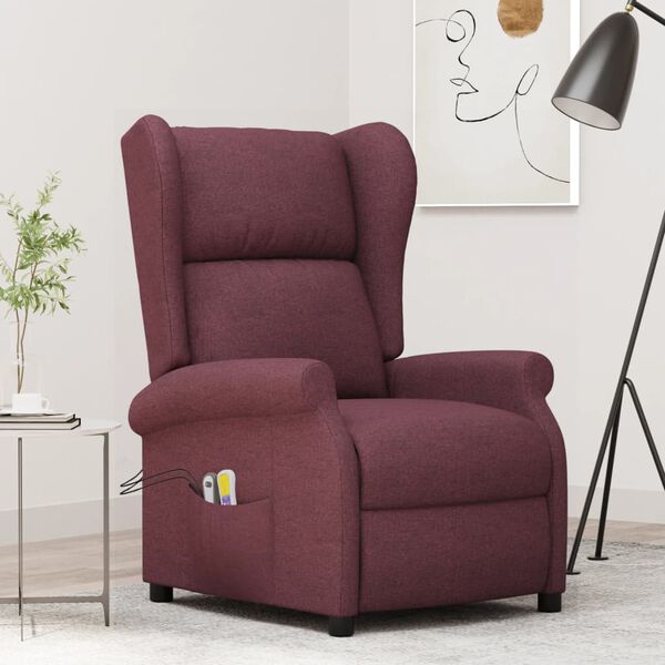 vidaXL Fauteuil &eacute;lectrique de massage &agrave; oreilles violet tissu