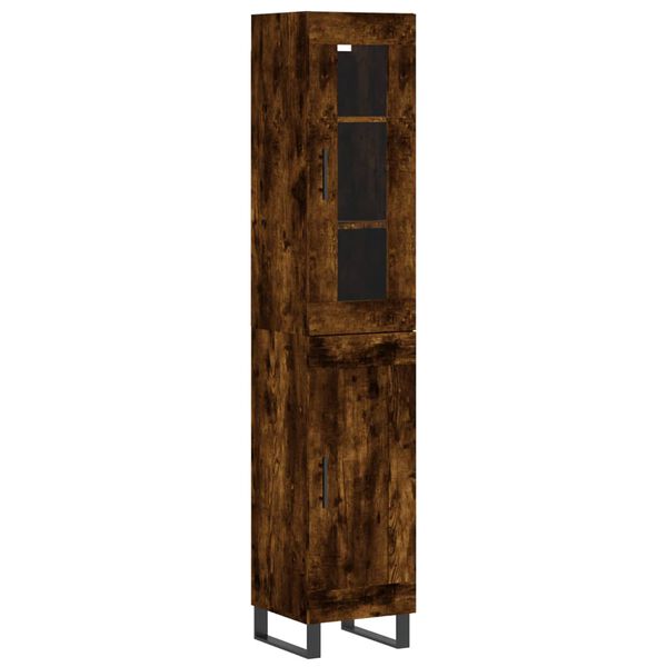 vidaXL Buffet haut Ch&ecirc;ne fum&eacute; 34,5x34x180 cm Bois d'ing&eacute;nierie