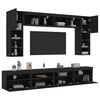 vidaXL Ensemble de meubles TV muraux 8 pcs avec lumi&egrave;res LED noir