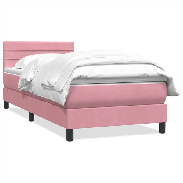 vidaXL Sommier &agrave; lattes de lit avec matelas rose 80x220 cm velours