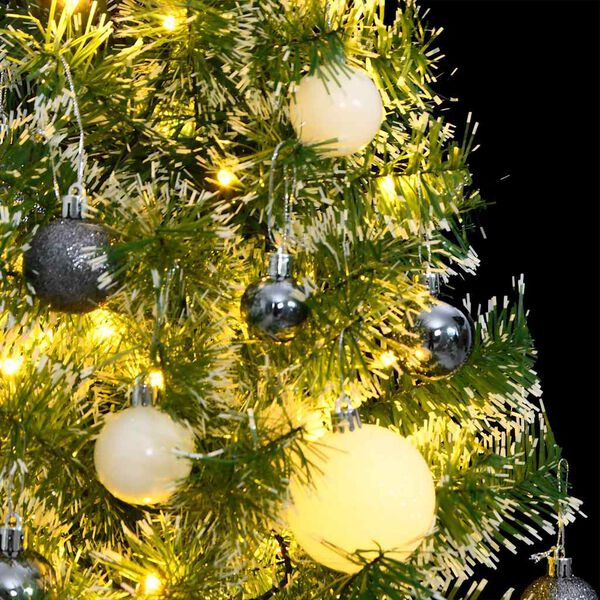 vidaXL Sapin de Noël artificiel 150 LED&boules&neige floquée 150 cm