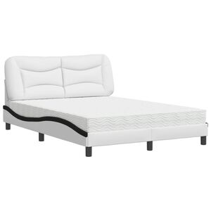 vidaXL Lit avec matelas Hvar blanc et noir 140x190 cm similicuir