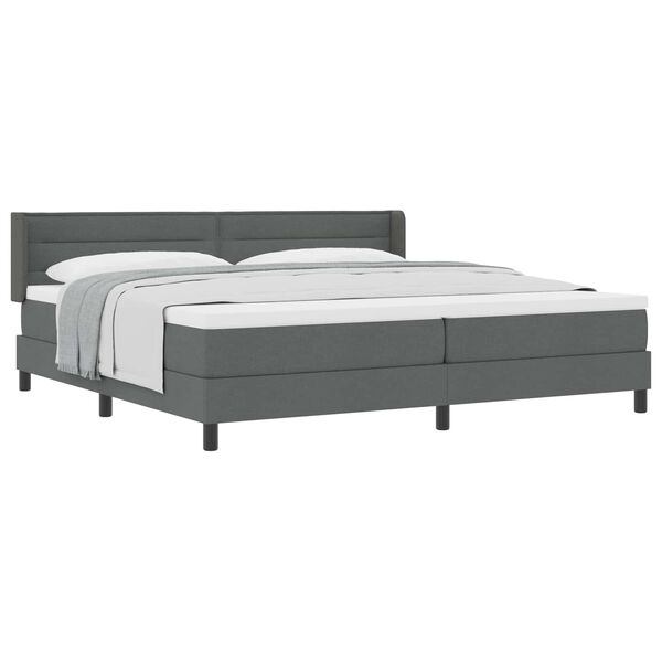 vidaXL Lit &agrave; ressorts avec matelas Gris fonc&eacute; 200 x 200 cm Polyester