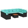 vidaXL Ensemble de canap&eacute; de jardin avec coussin 10 pcs Noir polyrotin