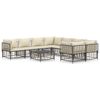 vidaXL Salon de jardin 9 pcs avec coussins anthracite r&eacute;sine tress&eacute;e