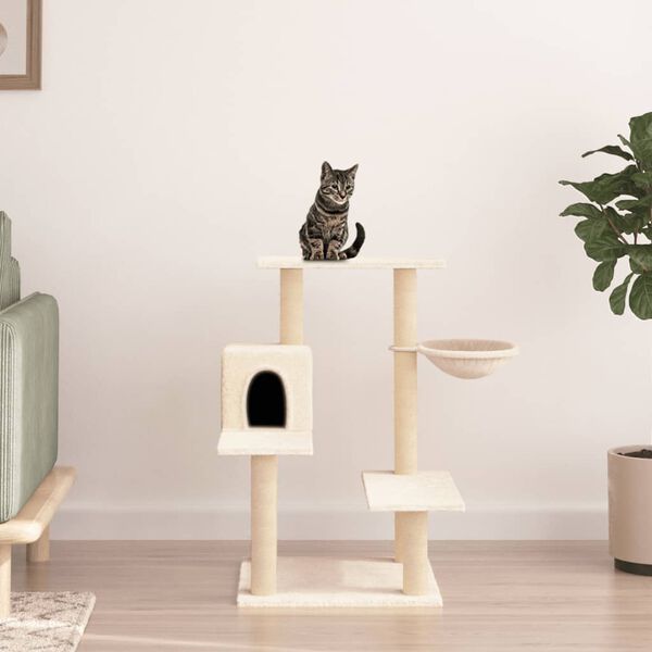 vidaXL Arbre &agrave; chat avec griffoirs en sisal cr&egrave;me 82,5 cm