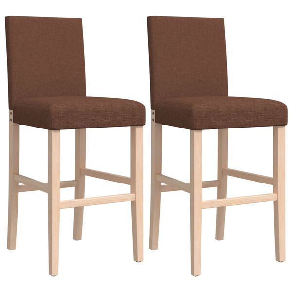 vidaXL Chaises de bar lot de 2 bois massif d'h&eacute;v&eacute;a et tissu