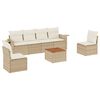 vidaXL Salon de jardin avec coussins 7 pcs beige r&eacute;sine tress&eacute;e