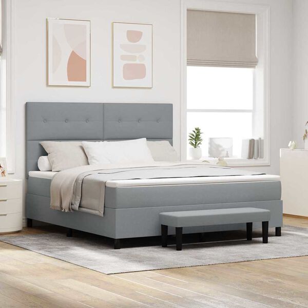 vidaXL Lit &agrave; ressorts avec matelas Gris clair 180 x 200 cm tissu