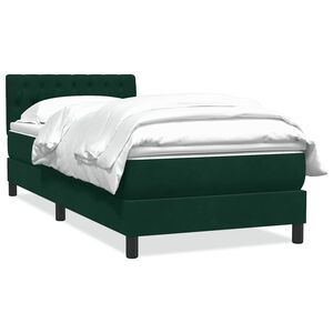 vidaXL Sommier &agrave; lattes de lit et matelas vert fonc&eacute; 90x210 cm velours
