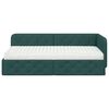 vidaXL Cadre de lit d'angle avec matelas Vert fonc&eacute; 100 x 200 cm tissu