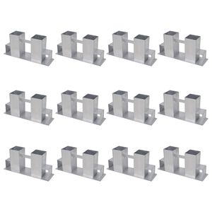 vidaXL Aide d'empilage du bois de chauffage 12 pcs Acier Argent&eacute;