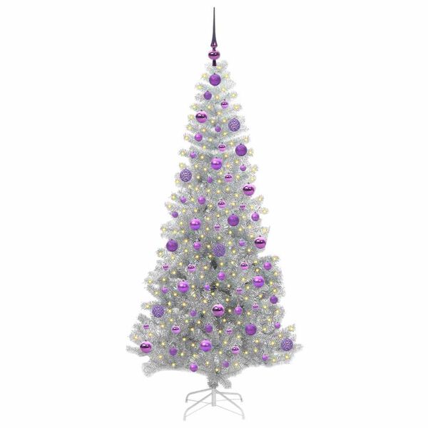 vidaXL Sapin de No&euml;l avec 300 LED avec support Argent 180 cm PET