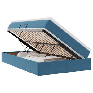 vidaXL Lit avec rangement et matelas Bleu fonc&eacute; 120 x 200 cm Velours