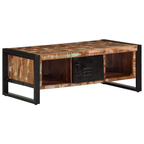 vidaXL Table basse multicolore 90x50x36 cm bois de r&eacute;cup&eacute;ration massif