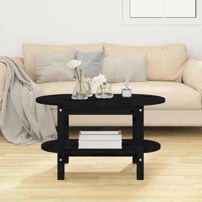 vidaXL Table basse Noir 80x45x45 cm Bois massif de pin