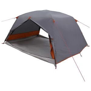 vidaXL Tente de randonn&eacute;e Gris et orange 4 personnes
