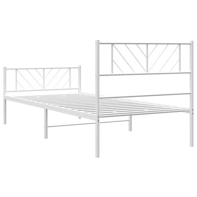 vidaXL Cadre de lit métal sans matelas et pied de lit blanc 100x190 cm