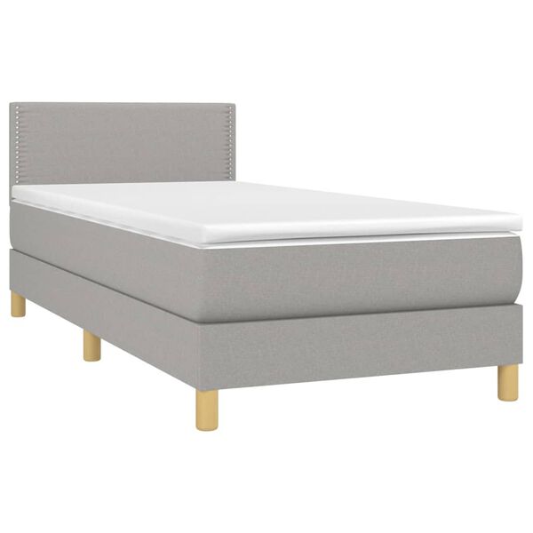 vidaXL Sommier &agrave; lattes de lit avec matelas et LED Gris clair 90x190cm