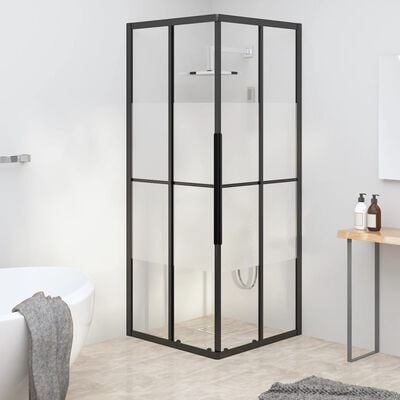 vidaXL Cabine de douche ESG semi-dépoli 80x80x180 cm Noir