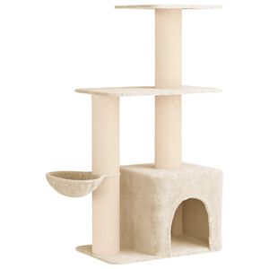 vidaXL Arbre &agrave; chat avec poteaux &agrave; griffer en sisal Cr&egrave;me 133 cm