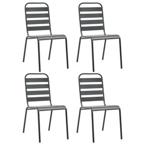 vidaXL Chaises d'ext&eacute;rieur lot de 4 Design &agrave; lattes Acier Gris fonc&eacute;