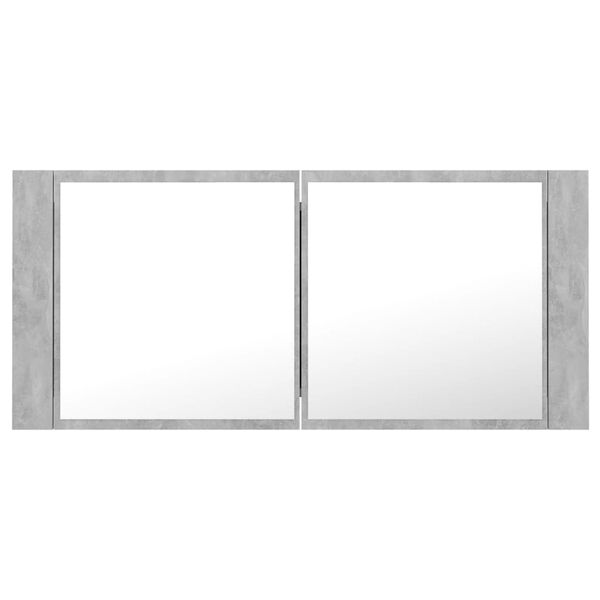 vidaXL Armoire de salle de bain à miroir LED Gris béton Acrylique