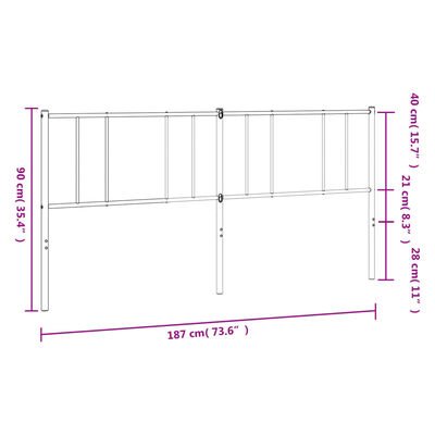 vidaXL Tête de lit métal blanc 180 cm