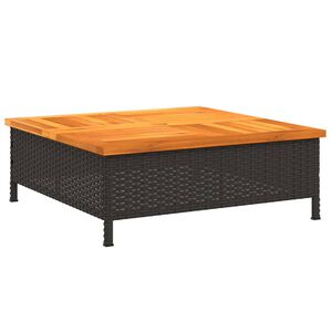vidaXL Couvercle de base de parasol noir 70x70x25 cm r&eacute;sine tress&eacute;e et acacia