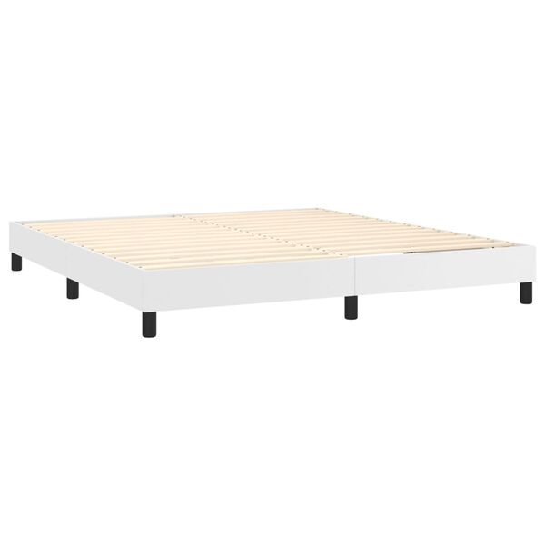 vidaXL Sommier à lattes de lit avec matelas Blanc 160x200cm Similicuir