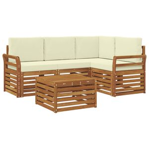 vidaXL Ensemble de canap&eacute;s d'ext&eacute;rieur 5 pc Naturel et Cr&egrave;me Polyester