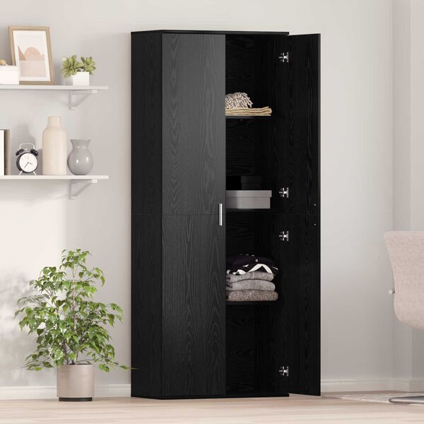 vidaXL Haut Armoire Ch&ecirc;ne noir 70 x 33,5 x 180 cm Bois d'ing&eacute;nierie