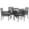 vidaXL Ensemble de salle &agrave; manger pour jardin 5 pcs Noir Poly rotin