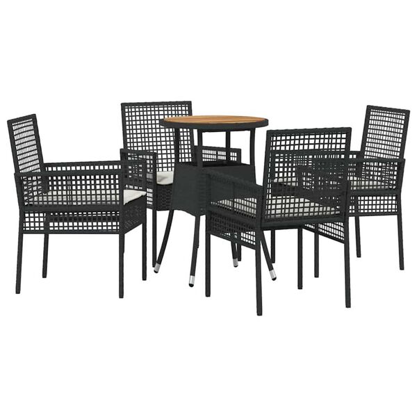 vidaXL Ensemble de salle &agrave; manger pour jardin 5 pcs Noir Poly rotin