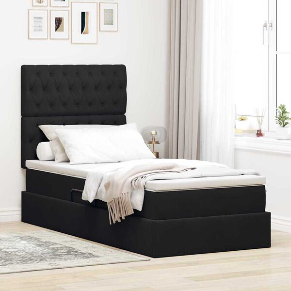 vidaXL Lit avec rangement et matelas Noir 100 x 200 cm Velours
