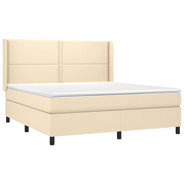 vidaXL Sommier &agrave; lattes de lit matelas LED Cr&egrave;me 180x200 cm Tissu