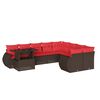 vidaXL Ensemble de canap&eacute; de jardin 10 pcs avec coussins marron r&eacute;sine tress&eacute;e