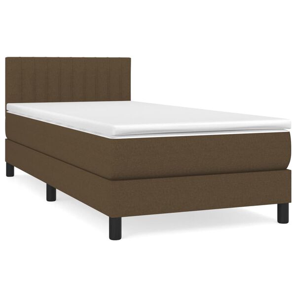 vidaXL Sommier &agrave; lattes de lit avec matelas Marron fonc&eacute; 90x200 cm