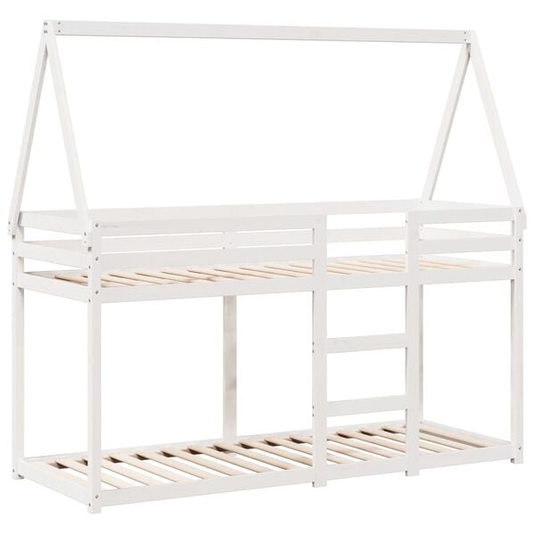 vidaXL Lit superposé sans matelas blanc 90x200 cm bois de pin massif
