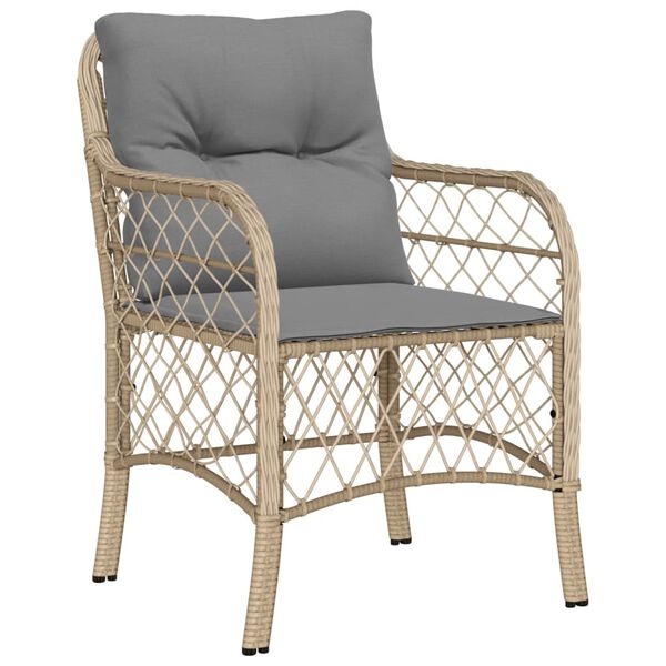vidaXL Chaises de jardin avec coussins lot de 2 m&eacute;lange beige rotin
