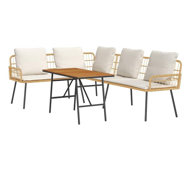 vidaXL Ensemble de canap&eacute; de jardin 2 pcs Beige polyrotin